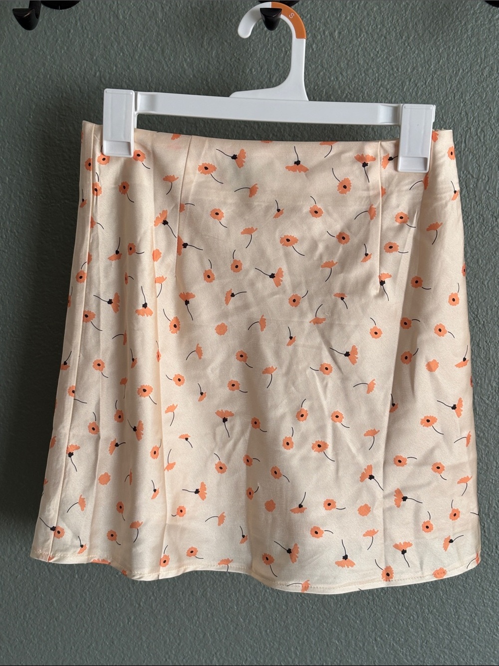 Floral A-Line Mini Skirt - Orange Flower Print